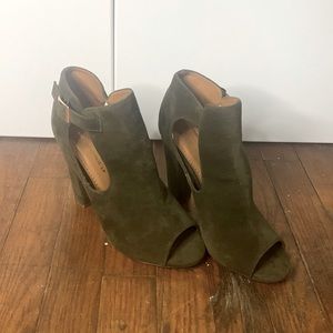 Olive Green peep toe booties